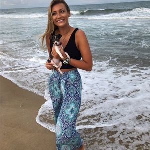Blue Pattern flow pants